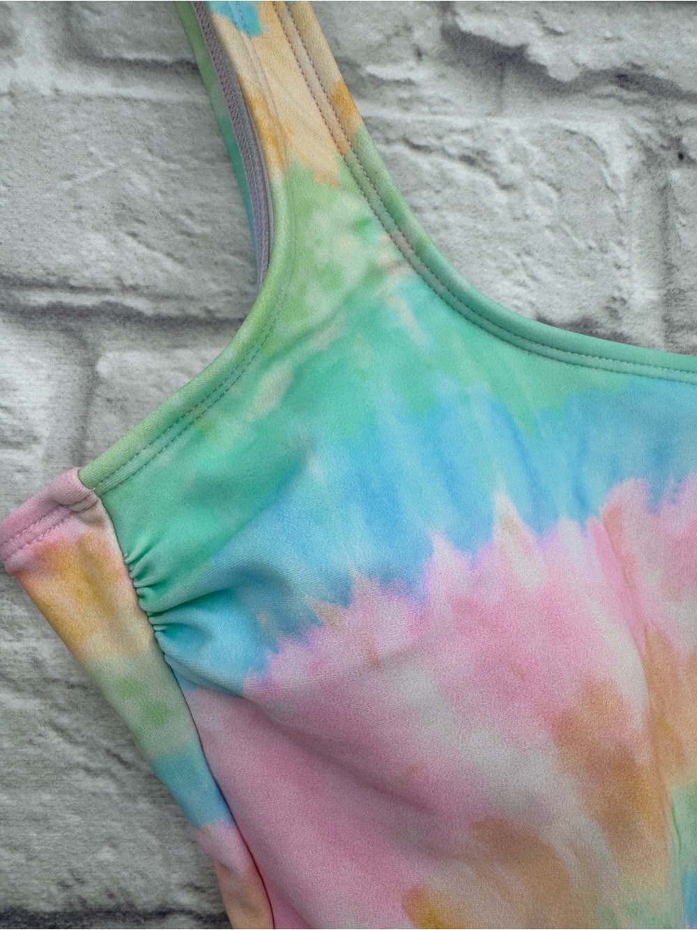 Stoney Clover Lane x Target Rainbow Tie Dye One Piece Swimsuit Small S Pastel Y2 - Picture 2 of 11